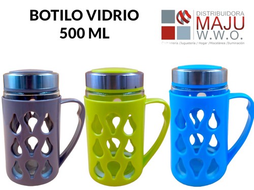 Vaso Botilo En Vidrio Con Protector En Pasta
