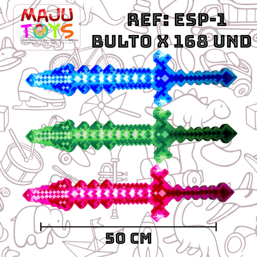 Espada Pixelada Con Luz Y Sonido Requiere Ba