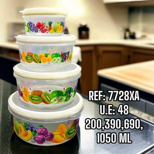 Recipiente Reondo Estampado Para Comida 200