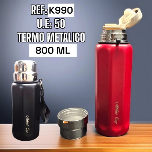 Termo Metalico Colores Con Tapacopa De 800Ml