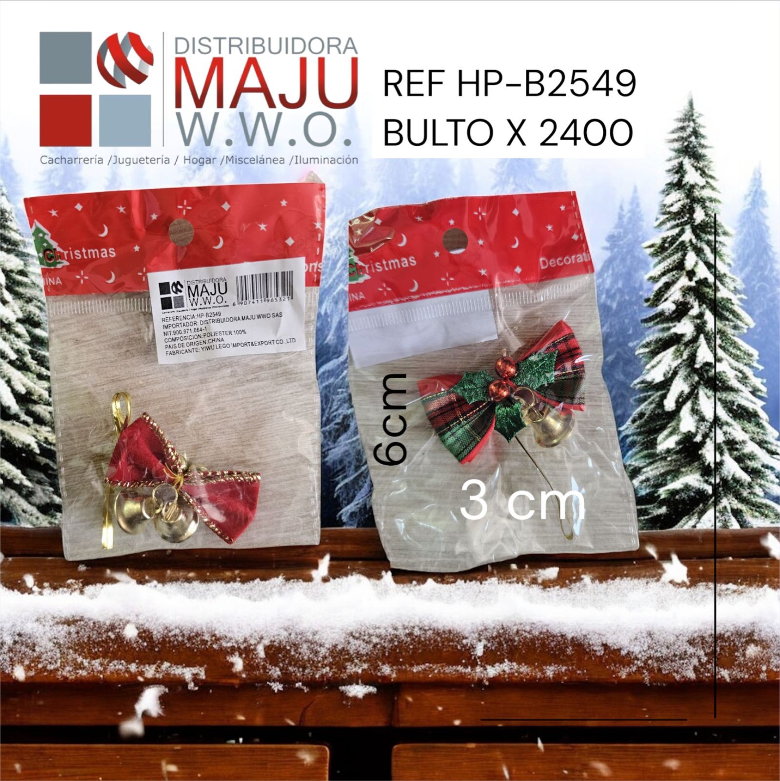 Moño Navideño Decorativo Rojo Con Bordado