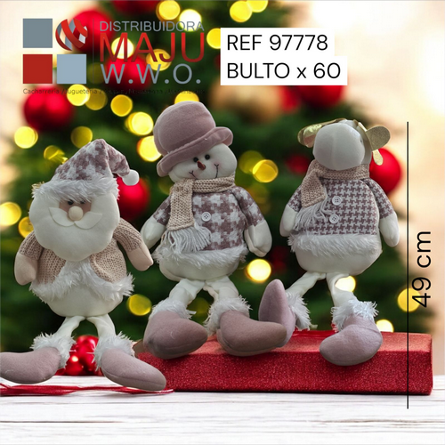 Muñecos De Navidad Santa Claus, Snowman Y Re