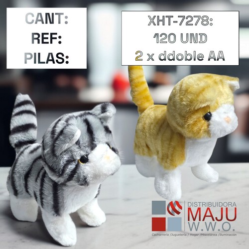 Xht-7278 Gato Peluche Con Movimiento Y So