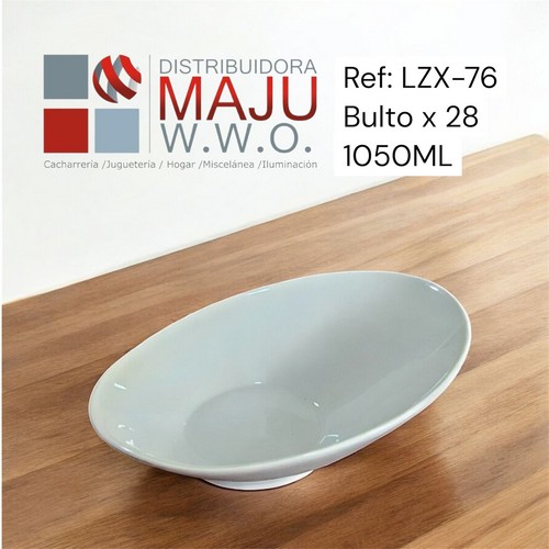 Plato Semi-Hondo Ovalado Blaco Brillante Li