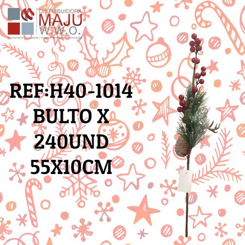 H40-1014 Rama Navideña Pino Frutos De 55X10Cm