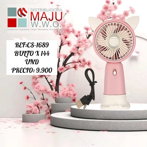 Ventilador Recargable Con Orejas Gato 9 X