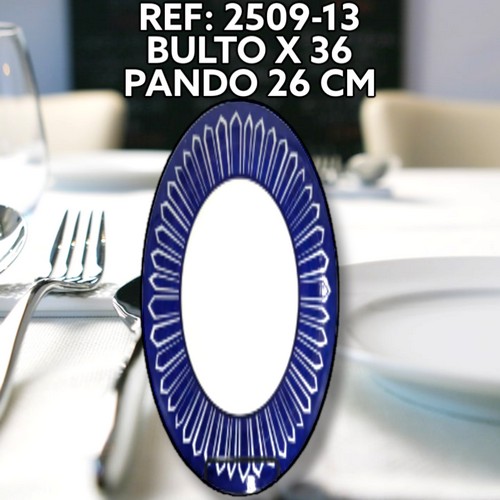 Plato De Ceramica Pando Diseño Llano Azul