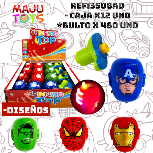 Trompos Cabeza Superheroes Con Luz Y Sonido