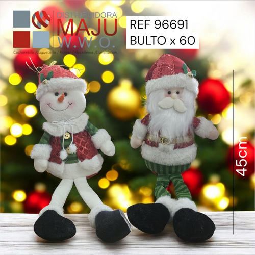 Muñeco De Navidad Santa Y Snowman Con Camisa