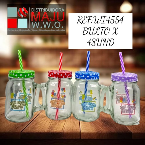 Vaso Pitillos Mason,Con Cariño Para Ti Colo
