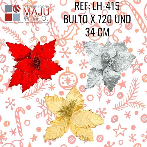Lh-415 Flor Navideña Colores Clasicos 34X6Cm