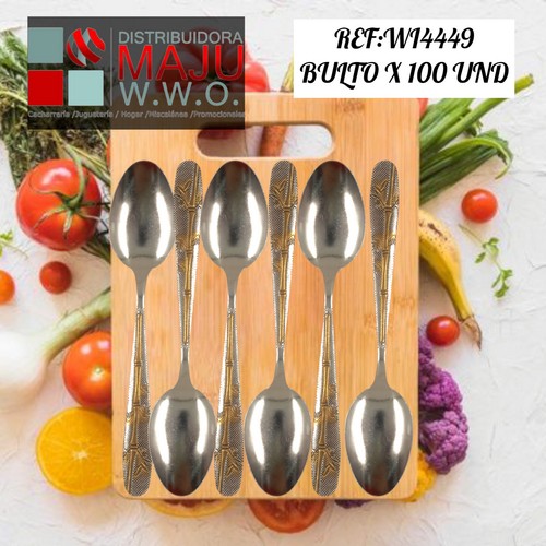 Cuchara Con Relieve Dorado En El Mango 6Pcs