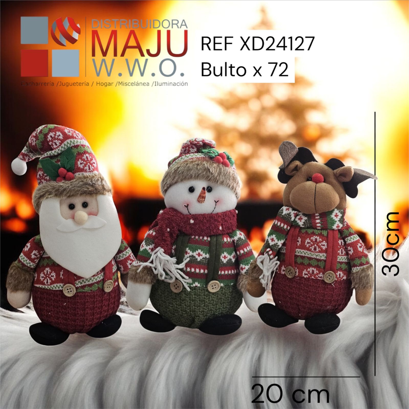 Muñeco De Navidad Santa, Snowman Y Reno Pa