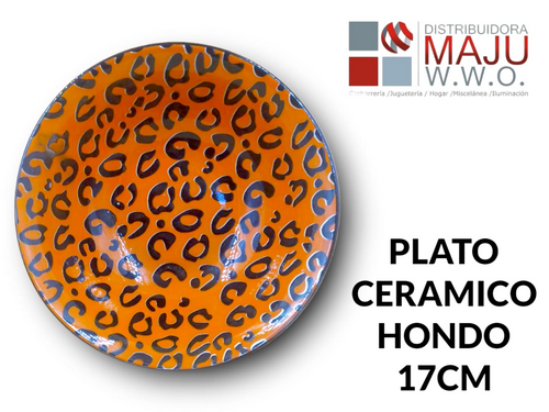 Plato Ceramico Animal Print Hondo De 17.5X5
