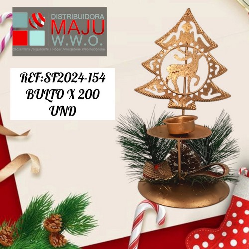 Candelabro Pino Con Reno De 24X13Cm
