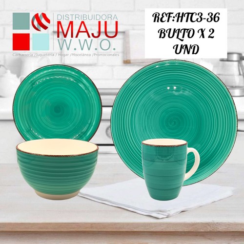 Vajilla De 16Pcs Azul Claro (Pocillo, Sope