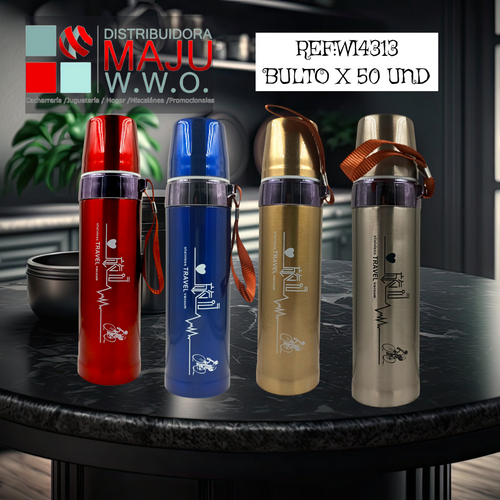 Termo Metalico Colores Grande De 600Ml En C