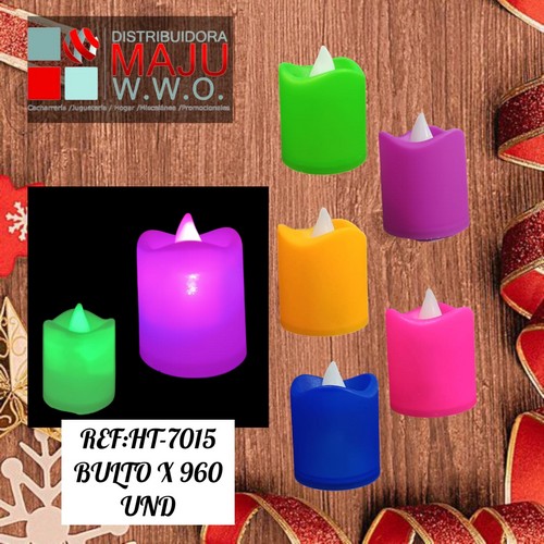 Vela Led Colores Neon Caja X24Pcs