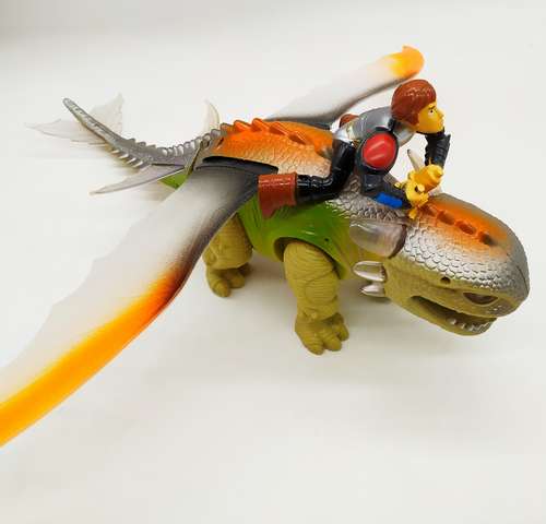 Dinosaurio Bateria Con Jinete Con Luces