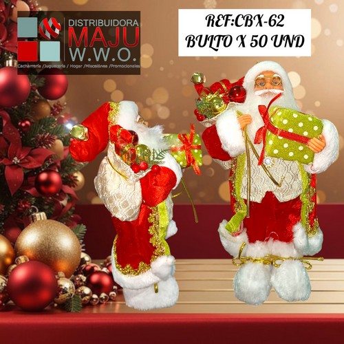 Papa Noel Vestimenta Dorada Roja Verde 36 X