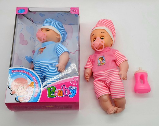 Muñeca Bebe De 12 Pulgadas Con Mameluco A Raya