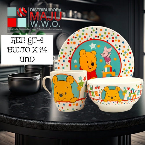 Gt-4-(Oso Naranja)Vajilla Infantil Con Estampados