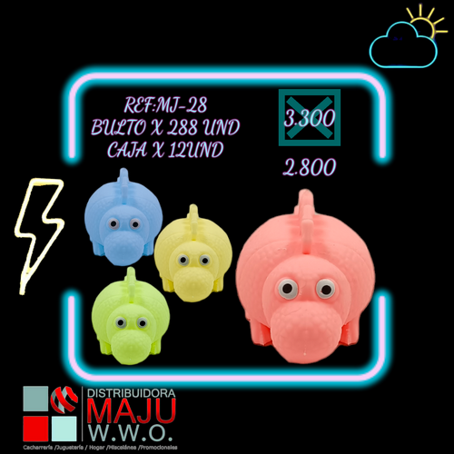Squeeze Dinosaurios Colores Caja X12Pcs 30X2