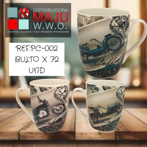 Pocillo Ceramico Con Impresiones Vintage De