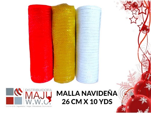 Adorno Malla Navideña 26Cmx10 Yardas Rollo