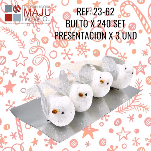 23-62 Copetones Blancos Navideños Con Gancho X4Pcs