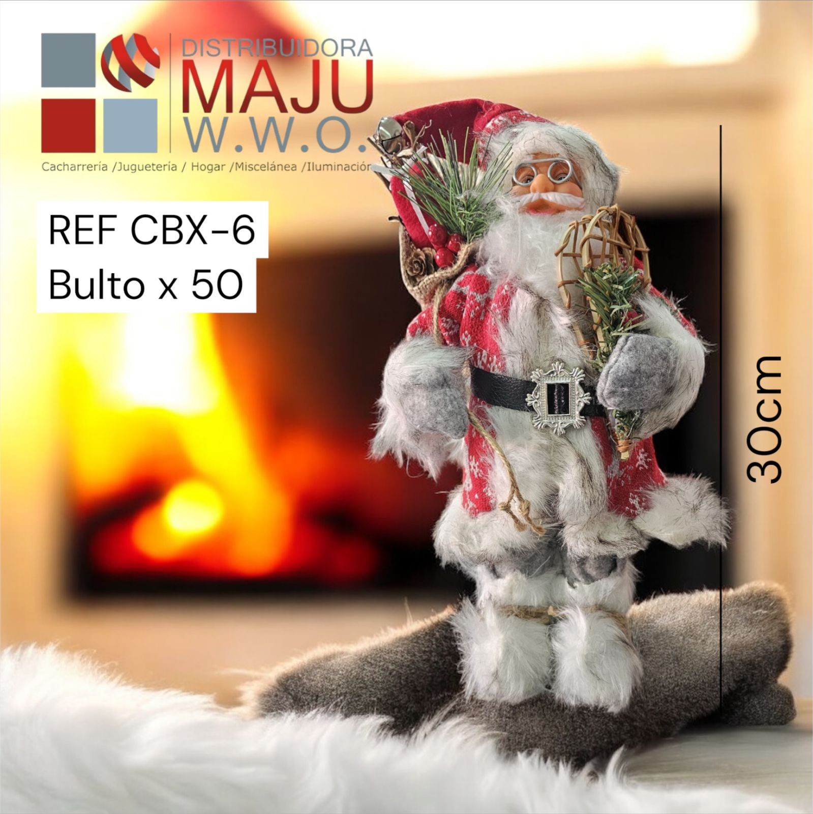 Muñeco De Navidad Santa Claus Rojo Y Gris Co