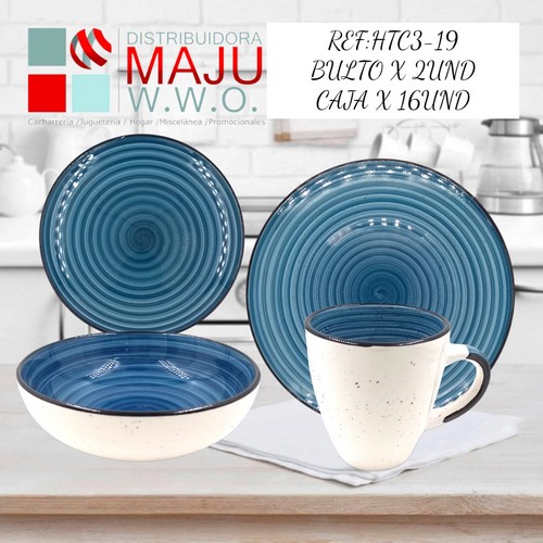 Vajilla De 16 Pcs 4 Puestos Color (Azul) P