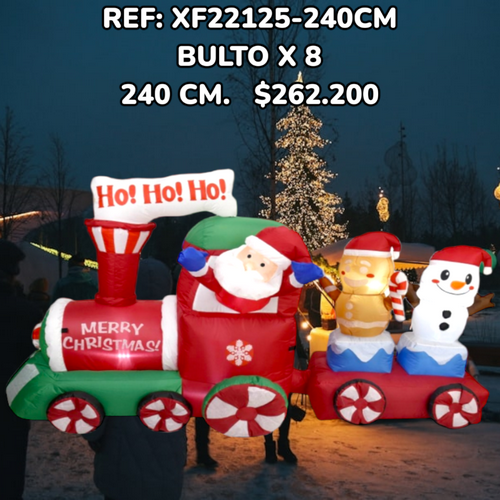 Tren Inflable Navideño Con Papá Noel