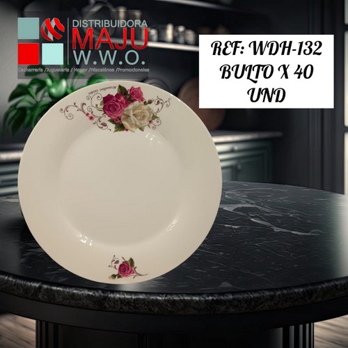 Plato Ceramico Redondo Para Seco Con Rosas