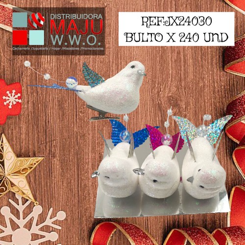 Pajaros Navideños X3Pcs Hojas