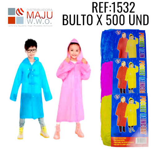 Impermeable Plastico Para Niños Y Niñas Color