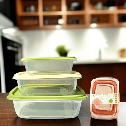 Recipiente De Comida X 3 Rectangular 2 Colore