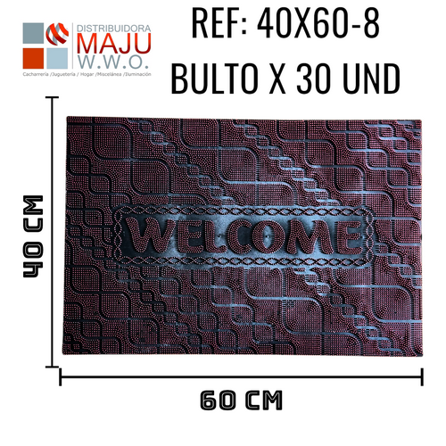 Tapete Bienvenidos Caucho Grueso De 40X60C