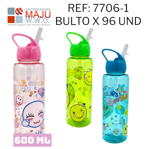 7706-1 Botilo Estampado Colores Varios De 500Ml {D