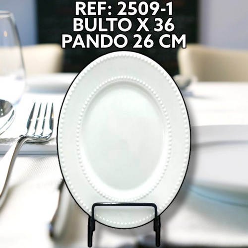 Plato De Ceramica Blannco 26Cm Doble Reliev