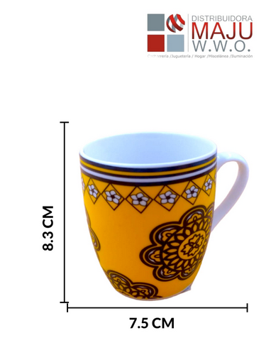 Pocillo Ceramico Mandalas Negro Amarillo Pe