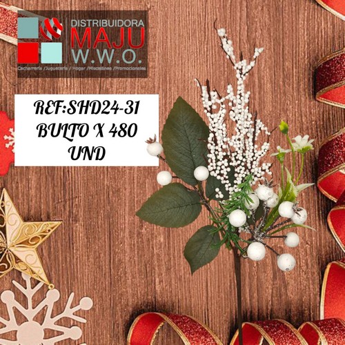 Pin Navide?O Muerdago Blanco De 30Cm