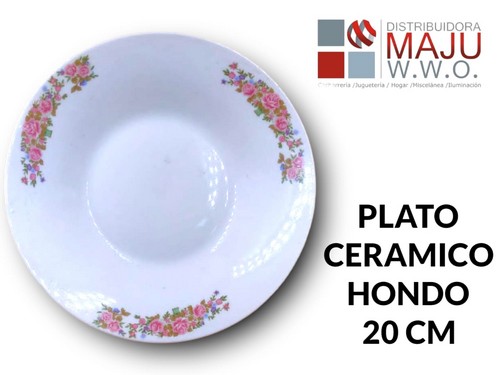 Plato Ceramico Hondo Diseño Floral 20X3.5 8