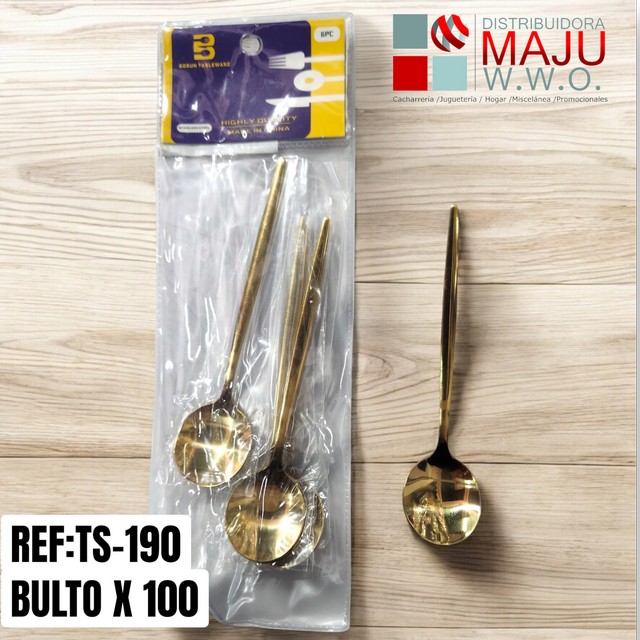 Set De Cuchara Dulcera X 6 Doradas