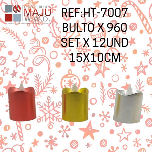 Ht-7007 Velas Led Metalizadas En Caja Elegante X12