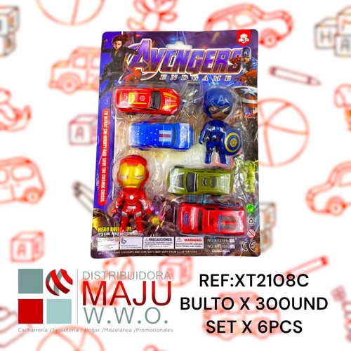 Blister De Heroes Con Carros Modelos Vario
