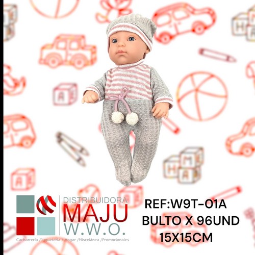 W9T-01A Bebe Con Pijama En Caja Para Niñas 15X15Cm