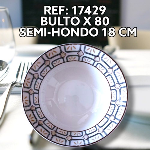 Plato Ceramica Semi Hondo Borde Mosaico 18Cm