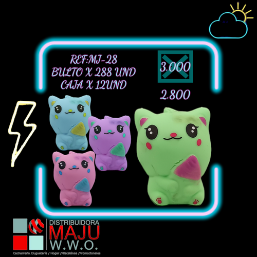 Squeeze De Gato En Colores Varios Caja X 12P