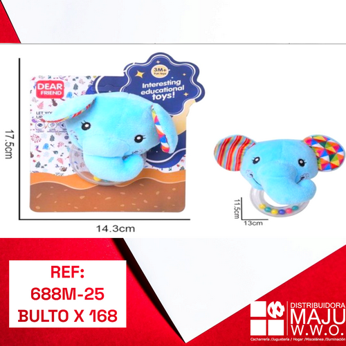 Sonajero Para Bebes Elefante De Peluche